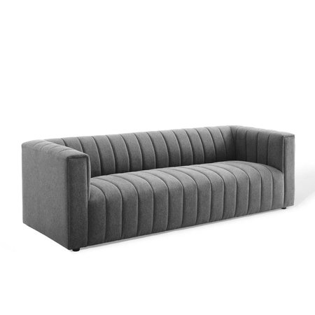 MODWAY FURNITURE Reflection Channel Tufted Upholstered Fabric Sofa Charcoal EEI-3881-CHA